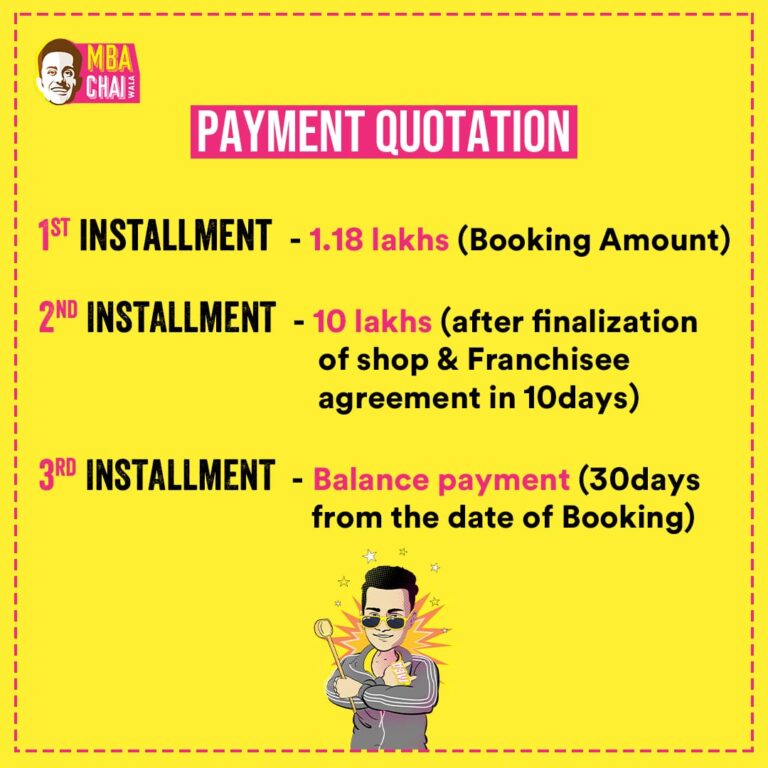 MBA Chai Wala Franchise Payment terms